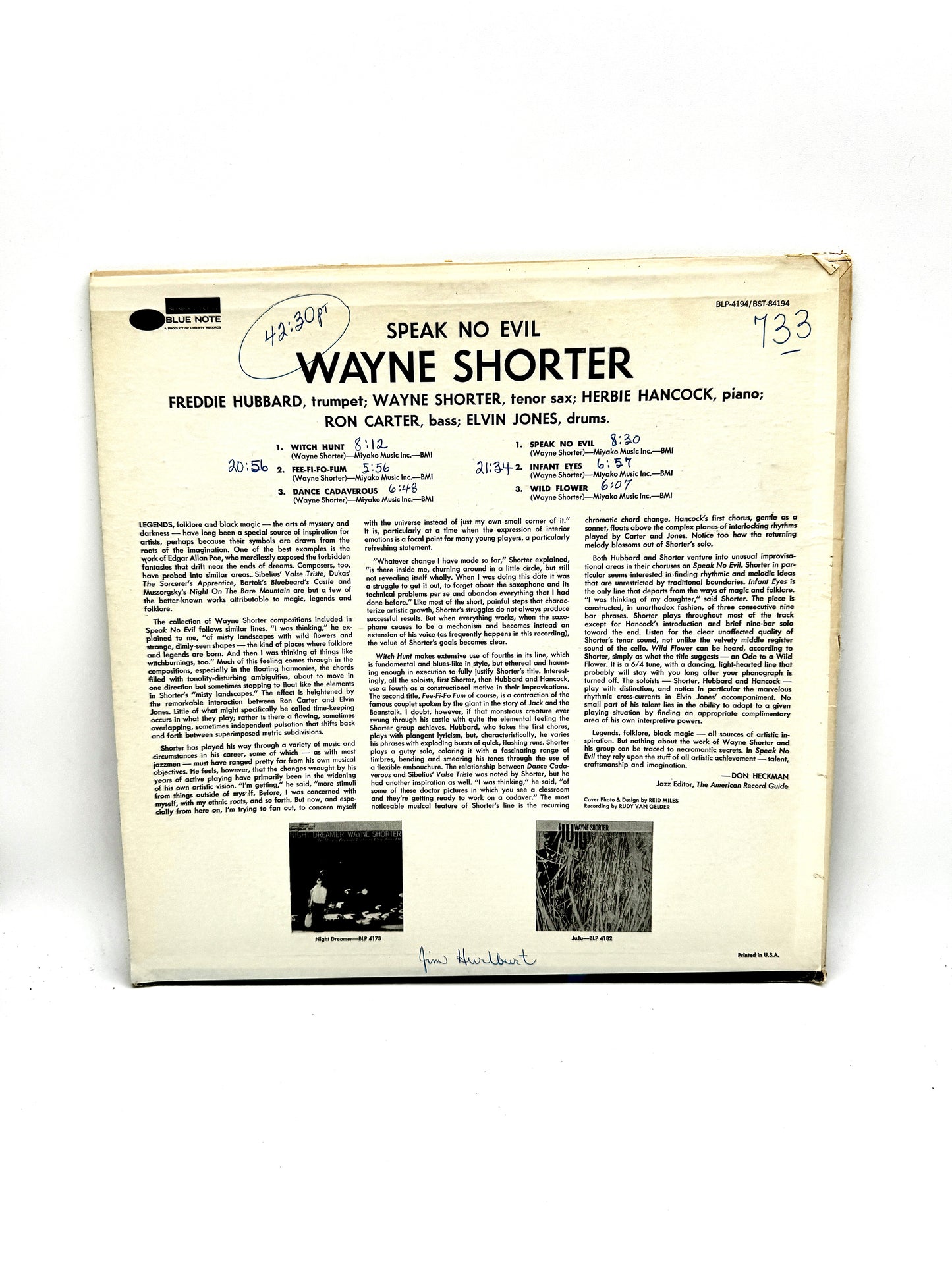 Wayne Shorter "Speak No Evil" NM/VG+ BST-84194 1973 Reissue Van Gelder Stamp